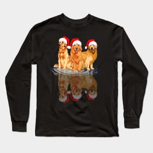 Shadow Retriever Dog Christmas Sweatershirt Cute Retriever Santar Hat Gift T-Shirt Long Sleeve T-Shirt